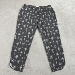 Marine Layer Pants Women Large Gray Allison Casual Pull On Ankle Crop Palm Trees